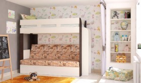 Кровать с диваном 75 Карамель Атлант (Венге Магия /Сосна Карелия/Савана) в Снежногорске - snezhnogorsk.katalogmebeli.com | фото