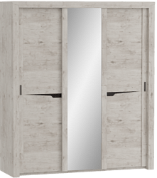 Шкаф трехдверный Соренто с раздвижными дверями Дуб бонифаций/Кофе структурный матовый в Снежногорске - snezhnogorsk.katalogmebeli.com | фото