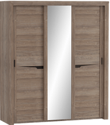 Шкаф трехдверный Соренто с раздвижными дверями Дуб стирлинг/Кофе структурный матовый в Снежногорске - snezhnogorsk.katalogmebeli.com | фото